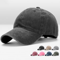 Hombre Plain Washed Cap Style Cotton Adjustable Baseball Cap Blank Solid Hat  eb-32819516